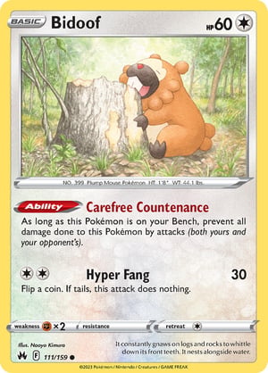 Bidoof #111/159 | Crown Zenith | Common  - Non Holo