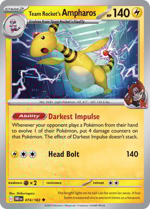 Team Rocket's Ampharos #074/182 | Destined Rivals | Uncommon - Non Holo