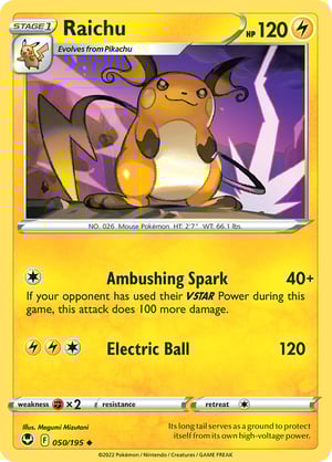 Raichu #050/195 | Silver Tempest | Uncommon - Rev Holo