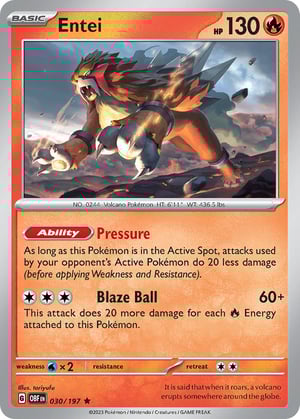 Entei #030/197 | Obsidian Flames| Rare - Holo