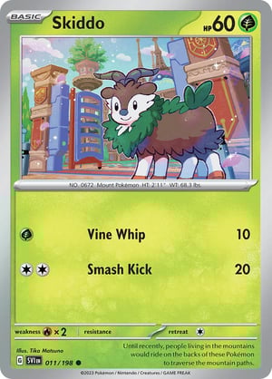 Skiddo #011/198 | Scarlet & Violet Base Set| Common- Rev Holo