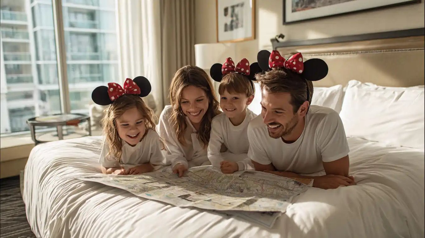 Family heading to theme parks