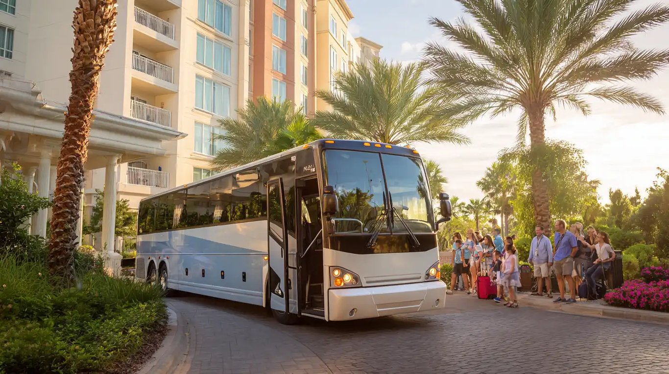 Complimentary theme park shuttle