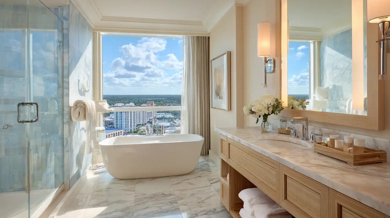 King Suite bathroom with soaking tub
