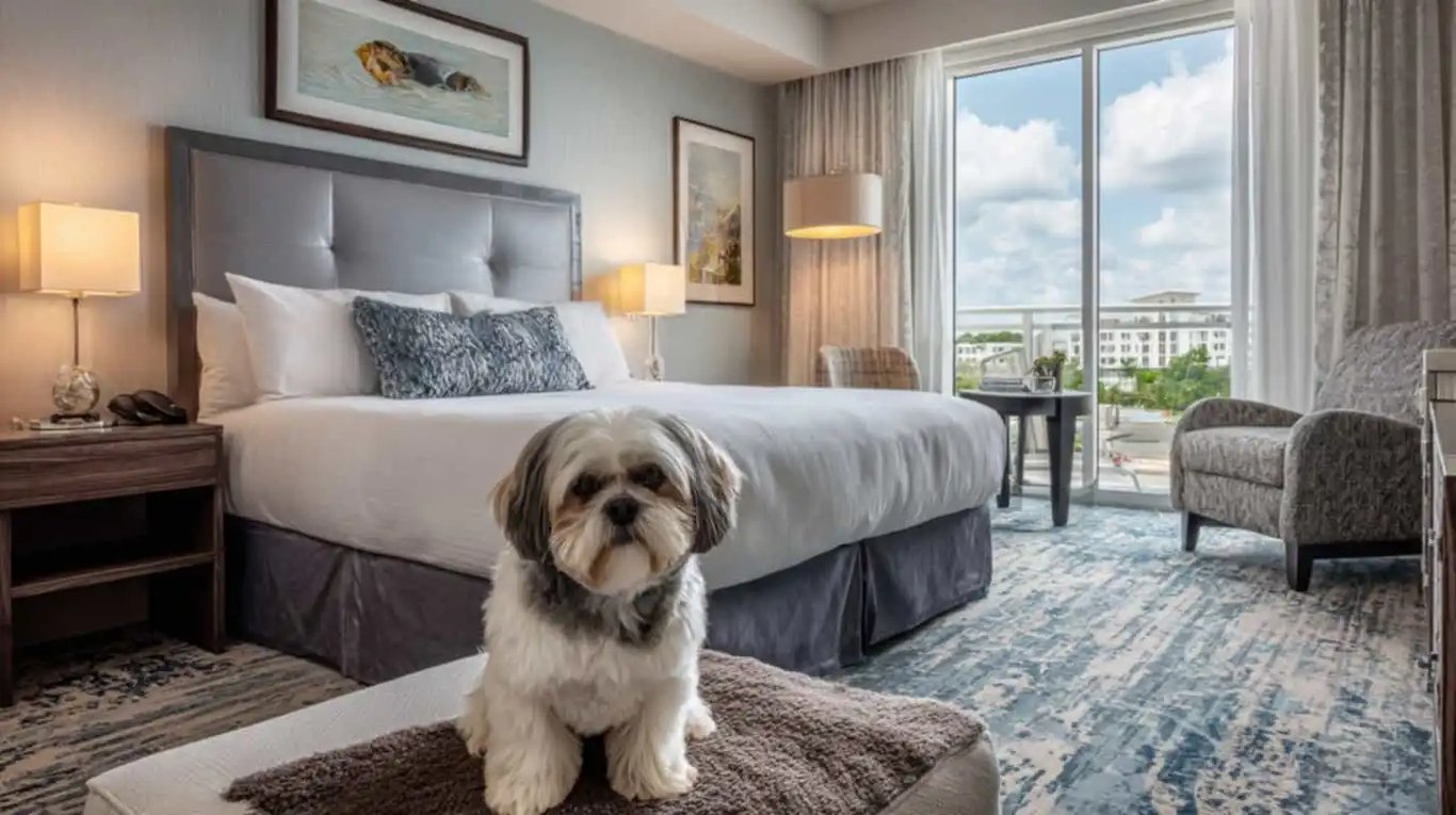 Accessible room with Shih Tzu