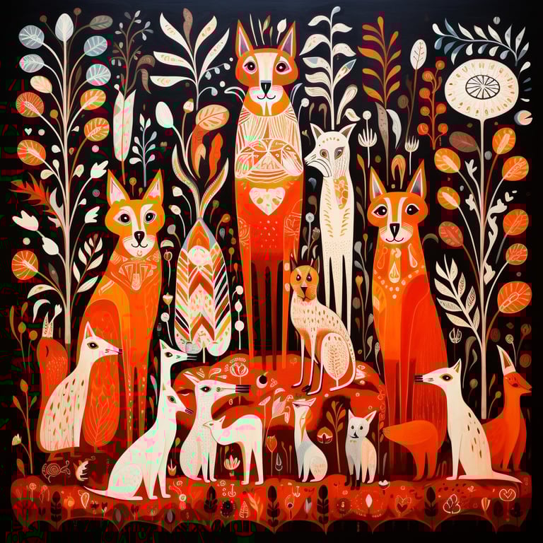 Folk Art Animals 2 by Irina Shamaeva