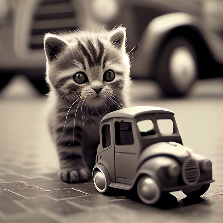 Cat with minicar