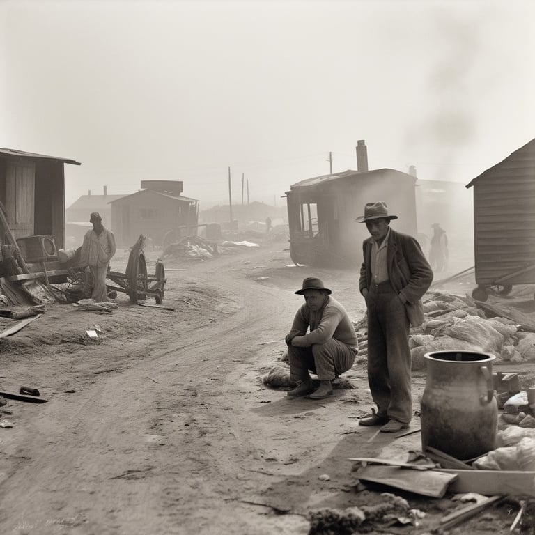 Midwestern Hooverville Dust Storm #4 by 5th DimensionAI Art