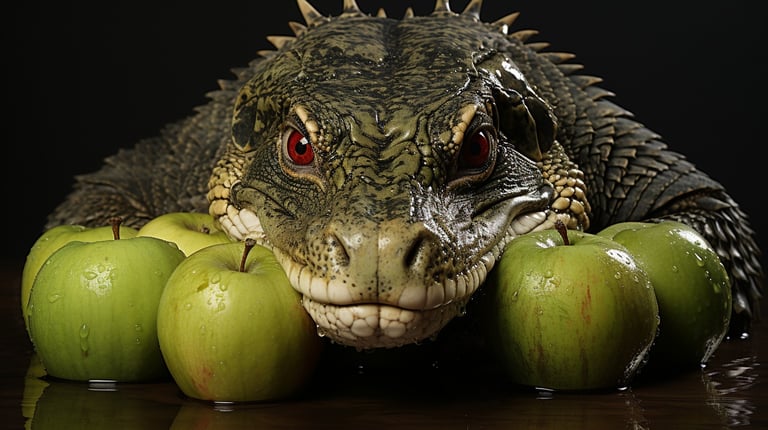 Alligators Eating Fruit by Irina Shamaeva