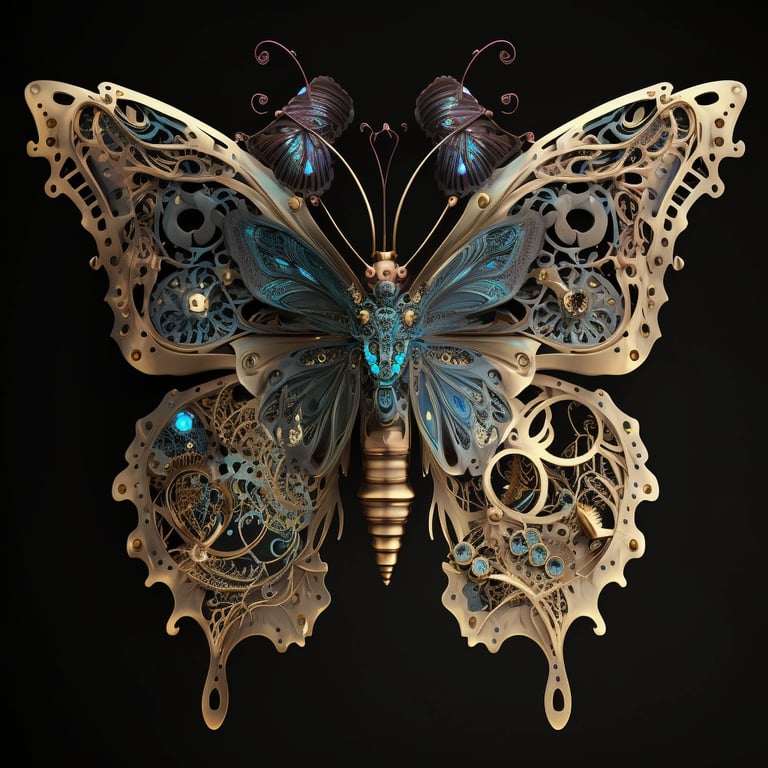 Steampunk butterfly with filgree detailing