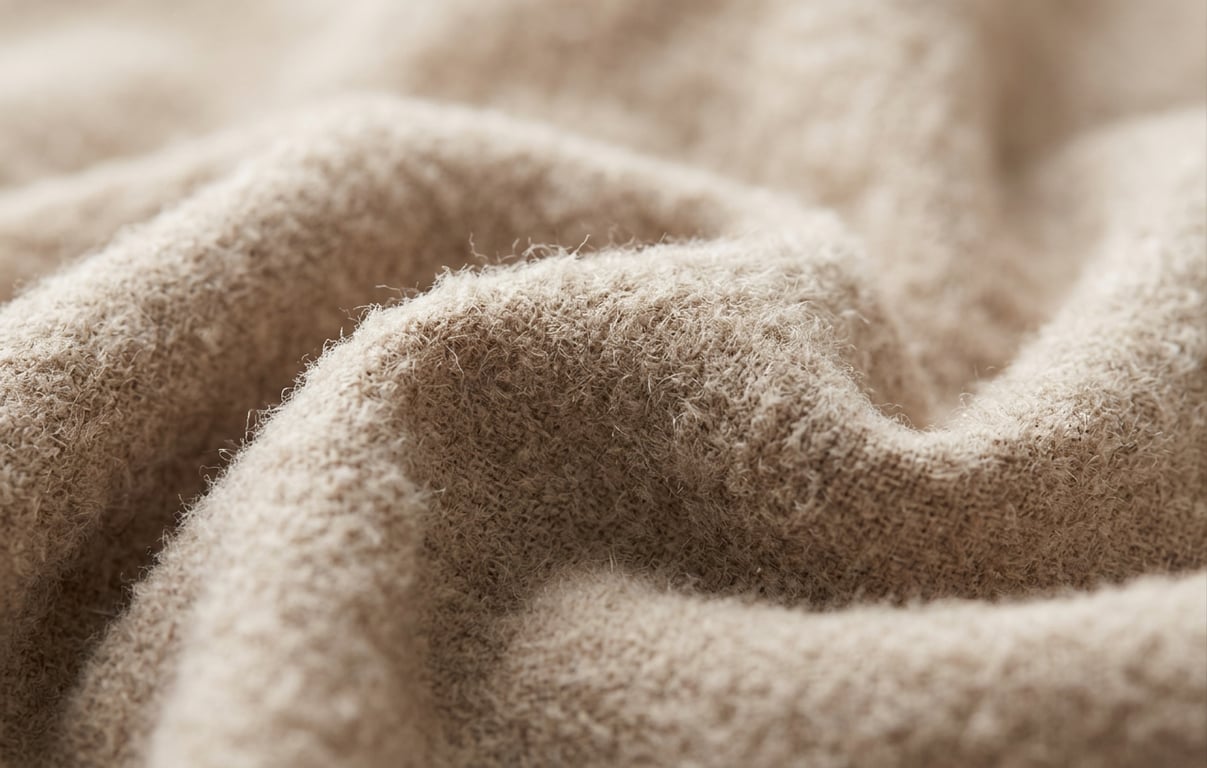 Detaliu al materialului finet arătând textura pufoasă și moale caracteristică
