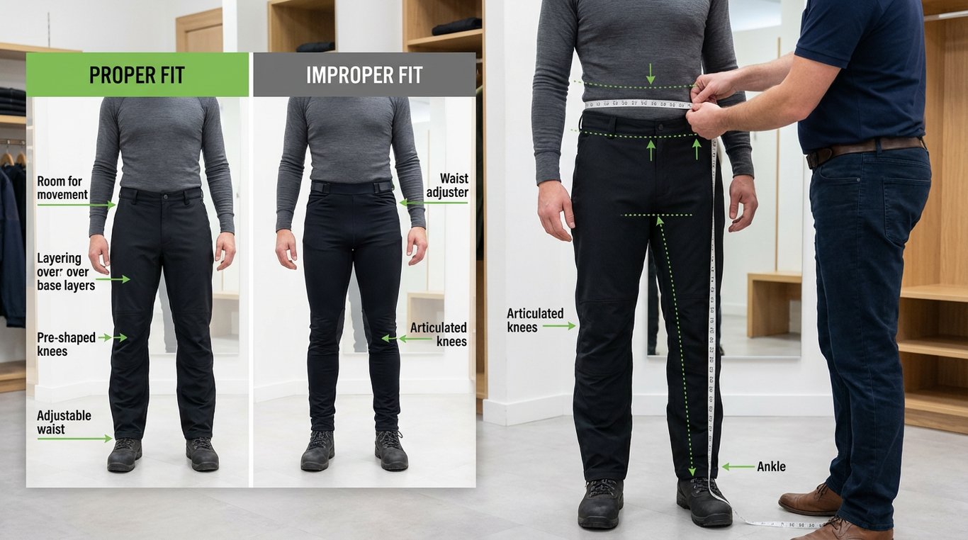 Ghid vizual pentru masurarea corecta si alegerea marimii <b>pantalonilor de lucru impermeabili</b>