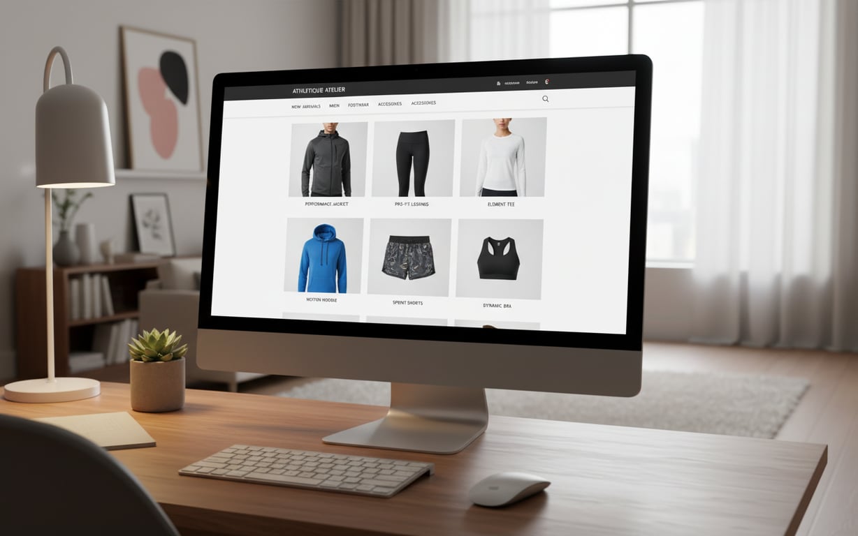 Wyspecjalizowany butik internetowy z markową odzieżą sportową premium na ekranie