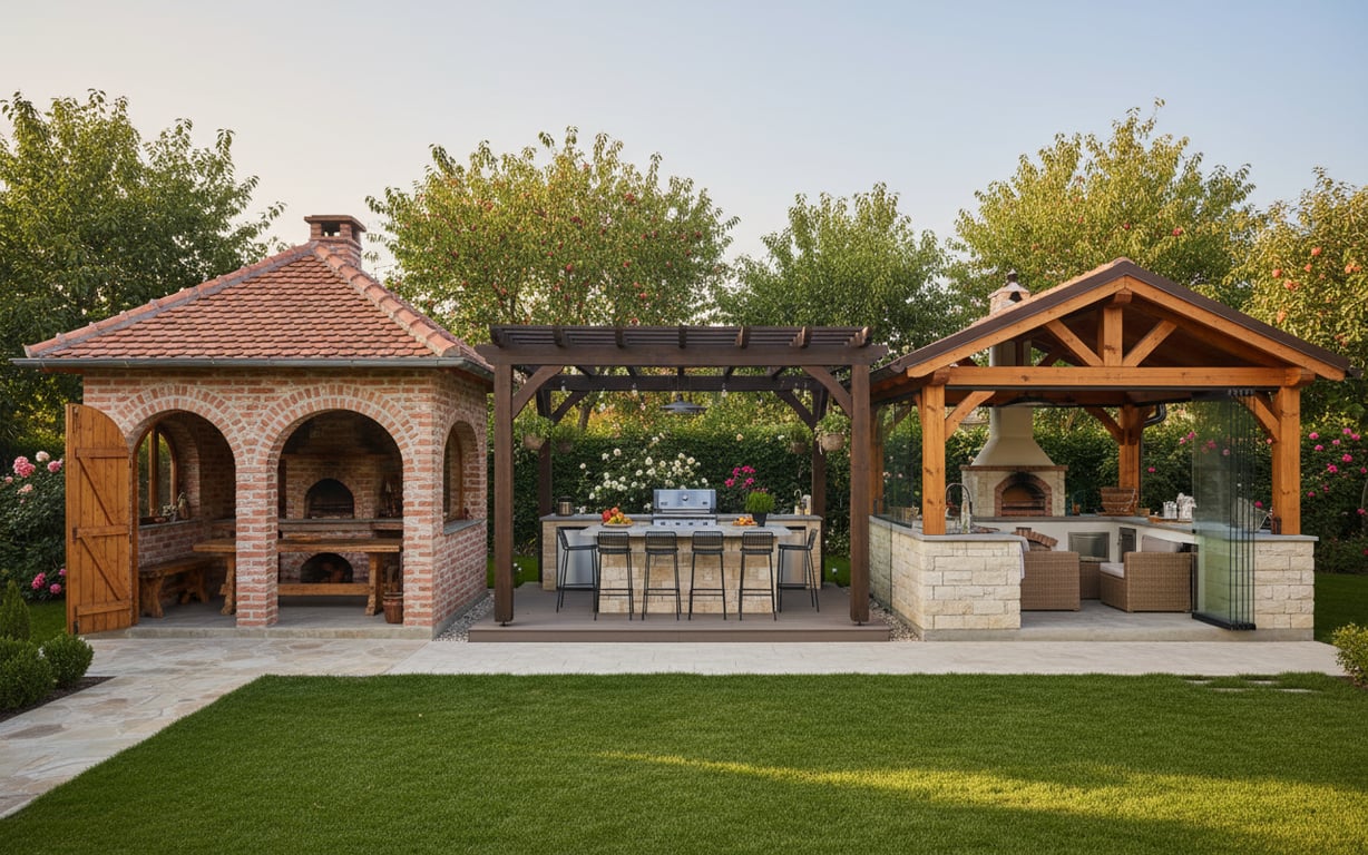 Trei tipuri de bucătării de vară: închisă, deschisă și semi-deschisă