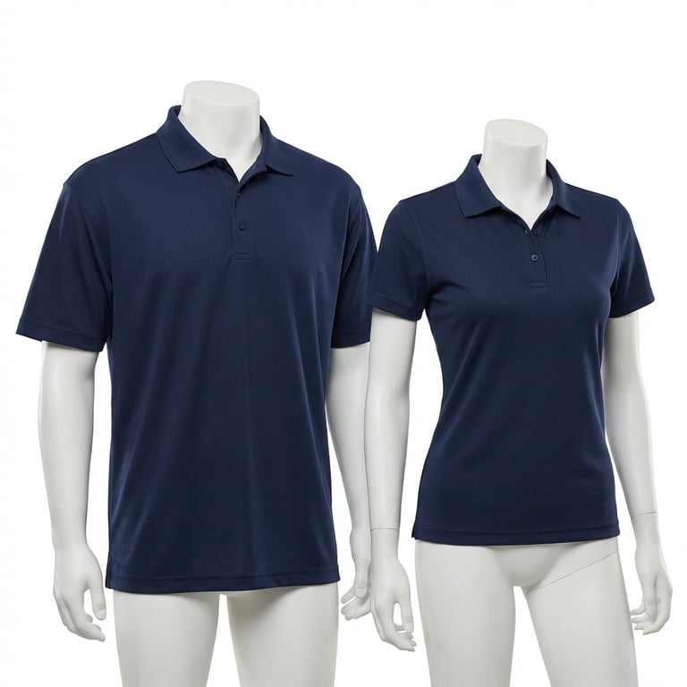 Comparatie intre croiala tricourilor polo pentru barbati si femei pe manechine