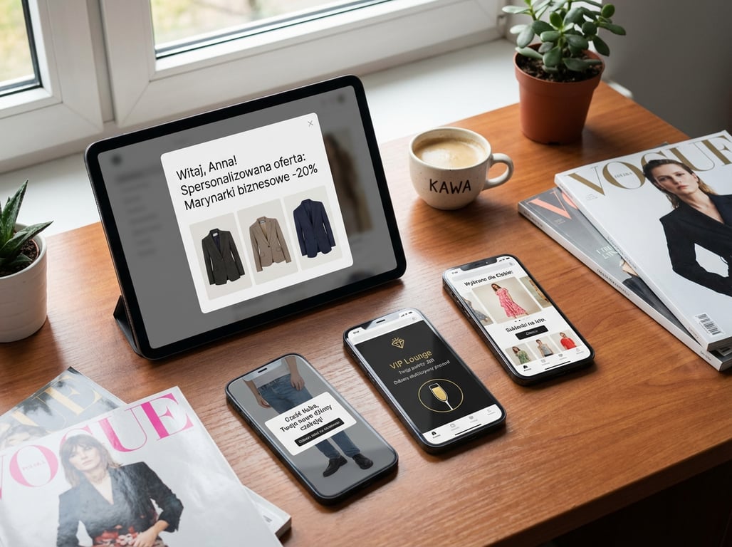 Segmentacja klientów butiku i personalizowane komunikaty marketingowe na różnych urządzeniach mobilnych