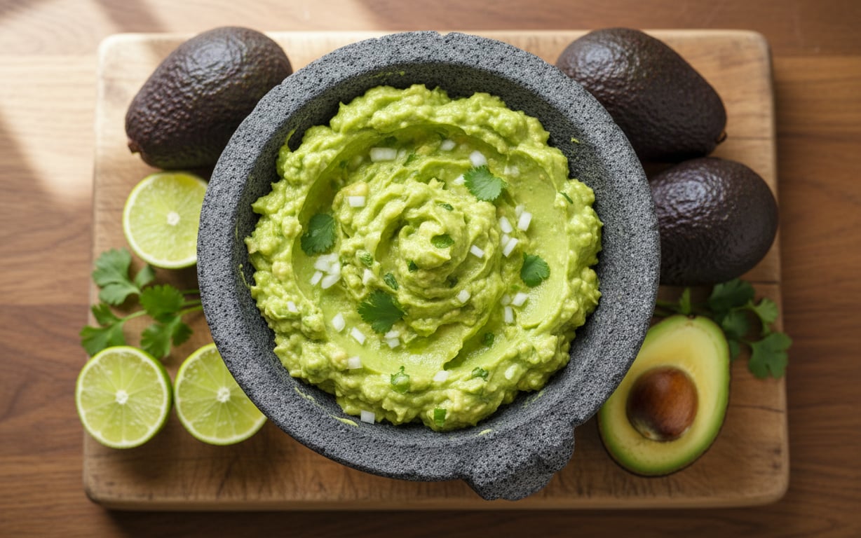 Guacamole proaspăt făcut în casă cu avocado, lime și coriandru