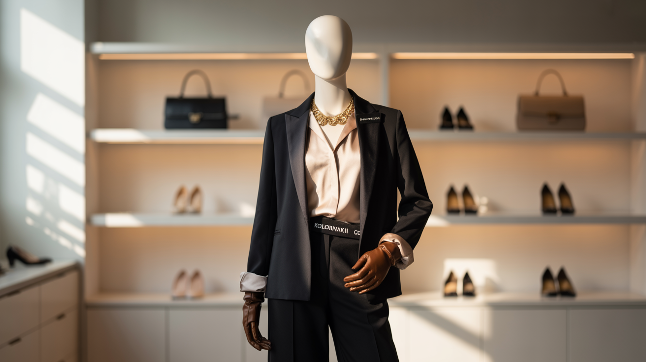 Μανεκέν με premium ρούχα σε μπουτίκ, προσελκύοντας πελάτες υψηλού εισοδήματος