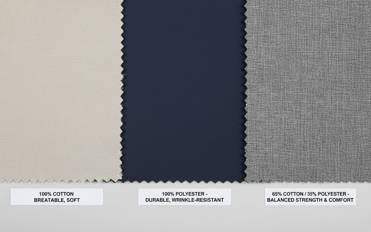 Comparație vizuală între diferite materiale textile pentru salopete