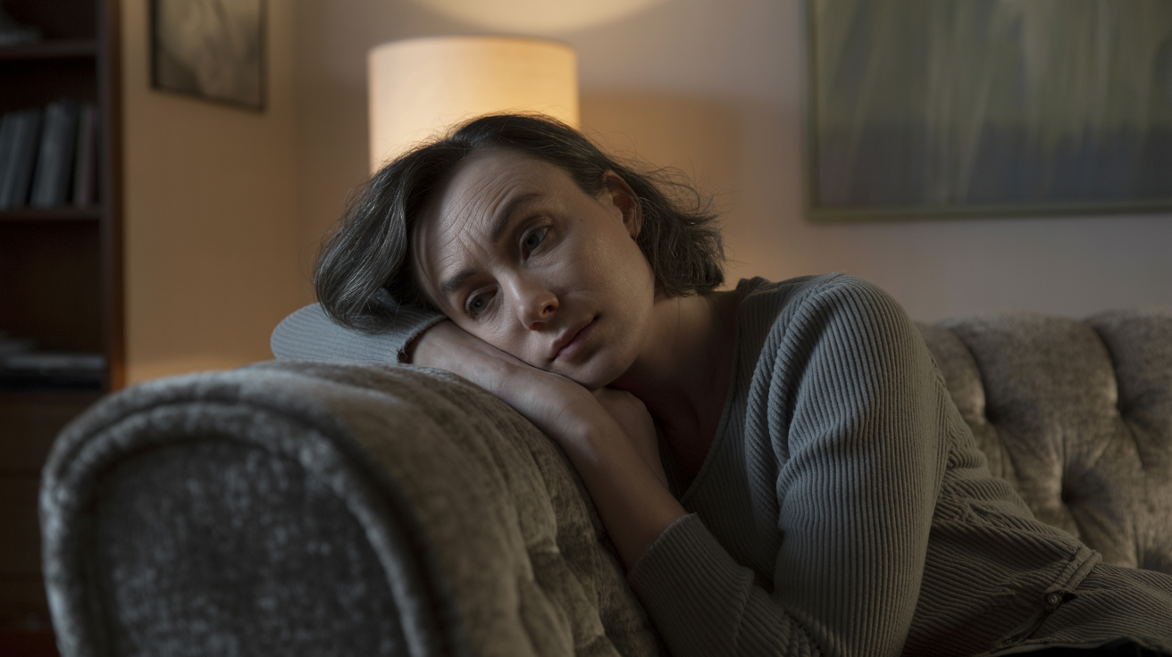 Adult with fatigue, a sign of weakened immune system