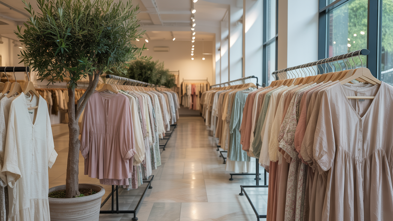 Άνετοι διάδρομοι σε μπουτίκ, διευκολύνοντας την κυκλοφορία των πελατών