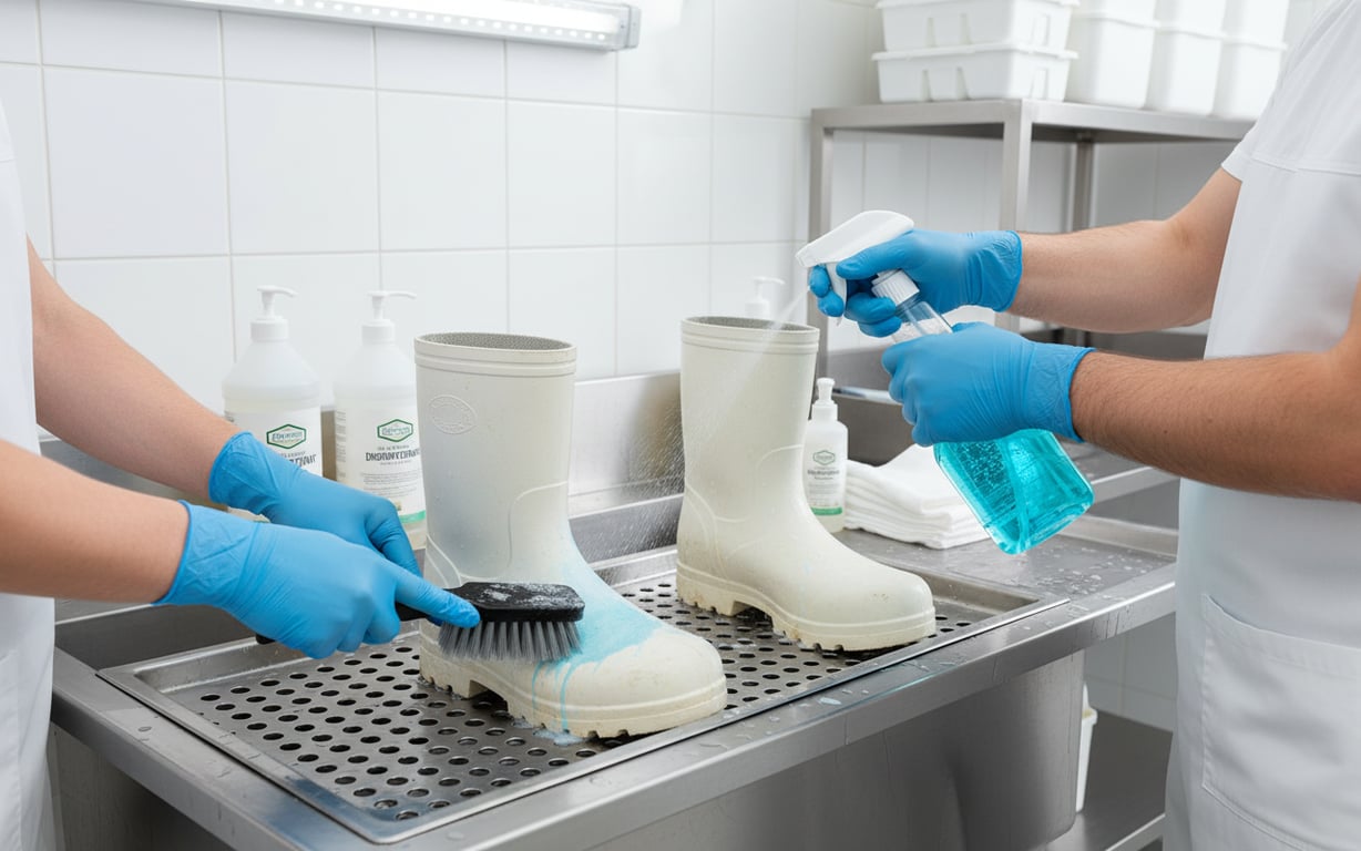 Proces curatare si dezinfectare incaltaminte alba profesionala