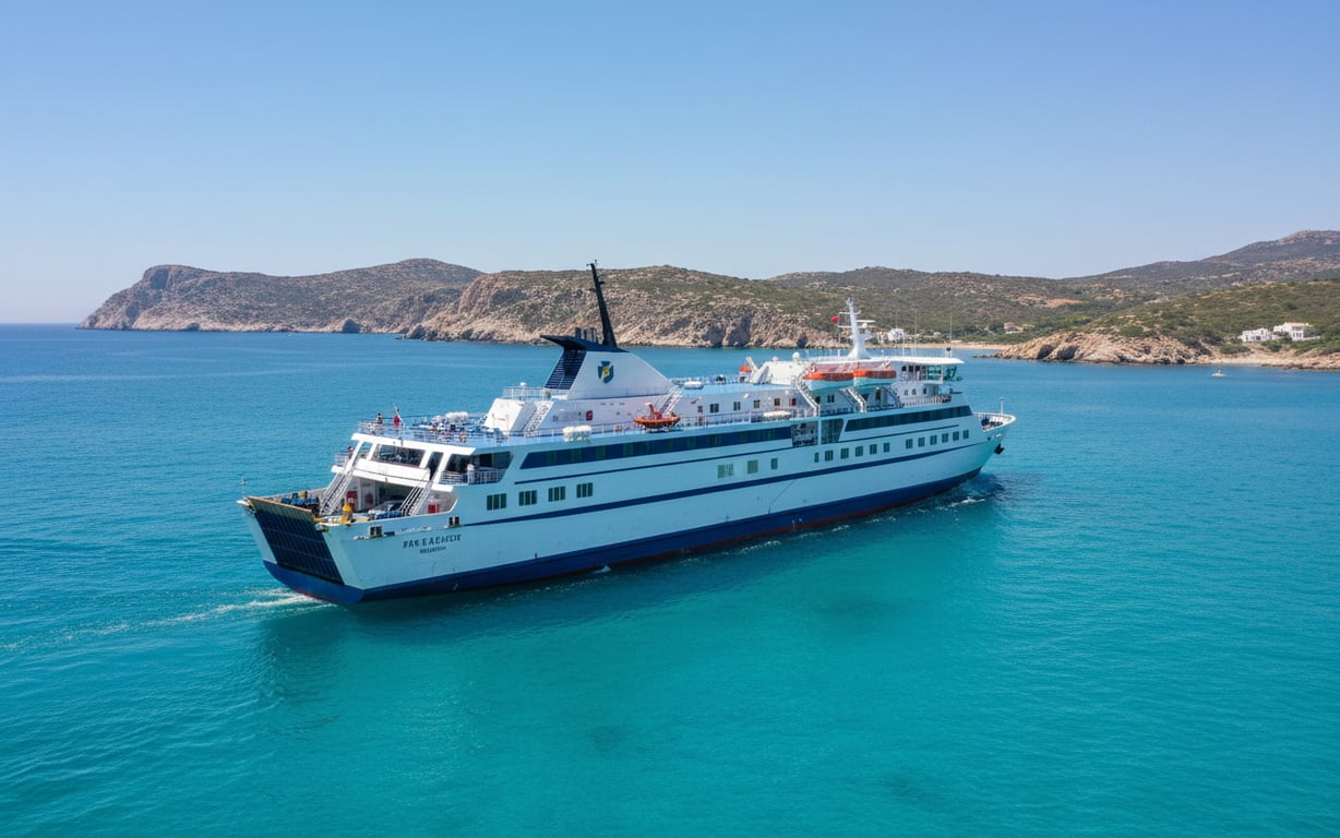 Feribot care traversează Marea Mediterană între Sardinia și Corsica