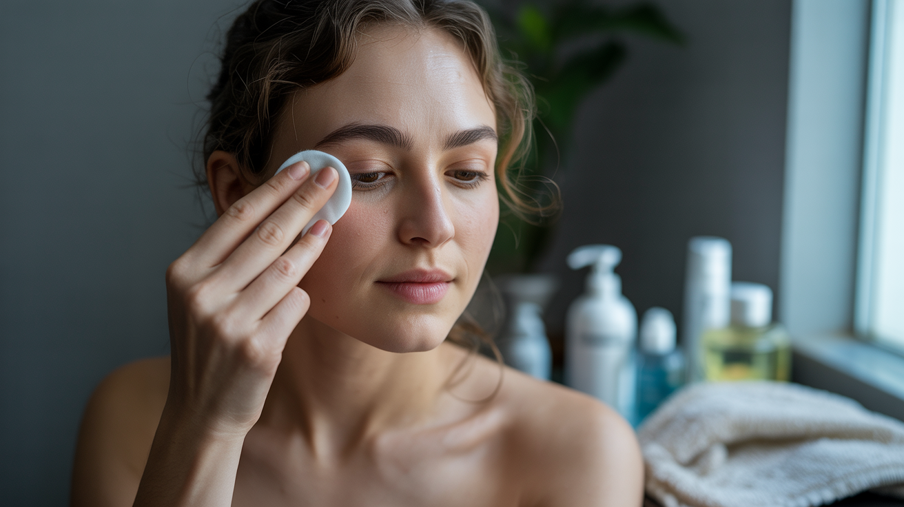 Femeie demachiindu-se delicat, prevenind apariția ulciorului la ochi