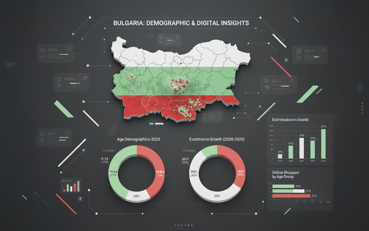 Bulgarian demographic data visualization showing population distribution and ecommerce statistics