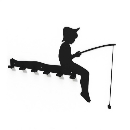 Cuier metalic negru de perete, minimal, montat într-un hol modern
