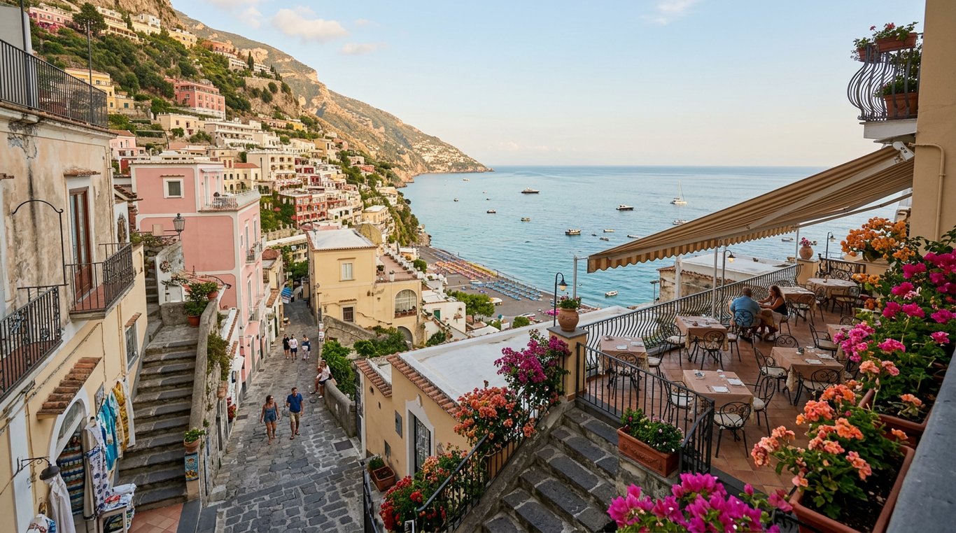 Coasta Amalfi în septembrie cu vreme frumoasă, turiști puțini și atmosferă relaxată