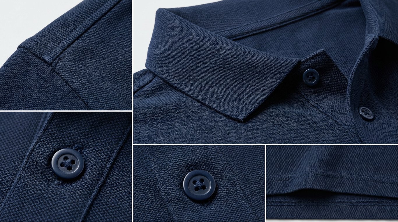 Detalii de calitate ale tricoului polo: cusaturi, guler si nasturi rezistenti