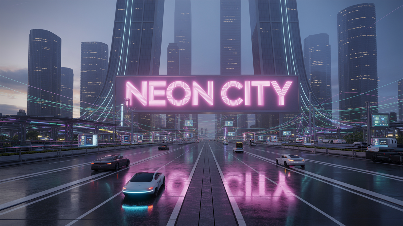 A futuristic cityscape with digital interfaces and data streams overlayed