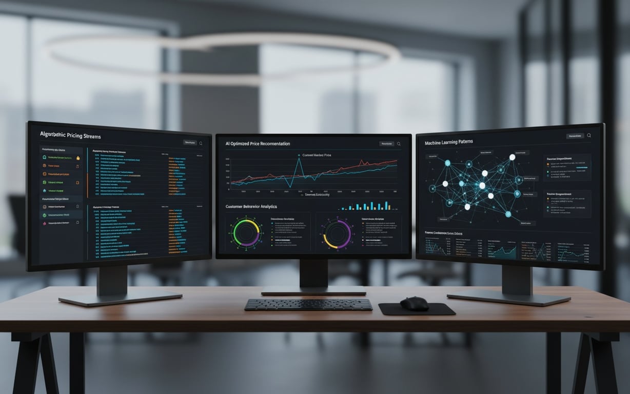 AI-powered pricing dashboard showing real-time data analytics and dynamic pricing optimization