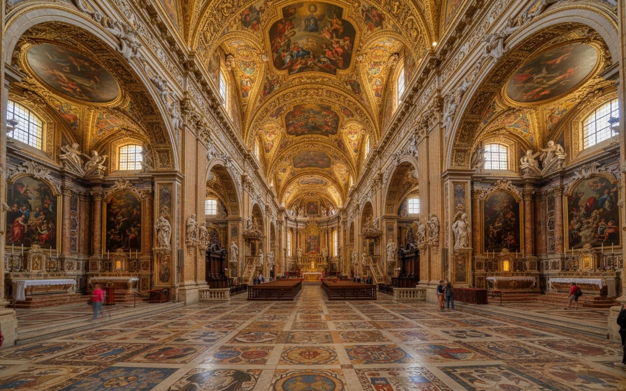 Co-Catedrala Sfântul Ioan din Valletta cu interiorul baroc aurit