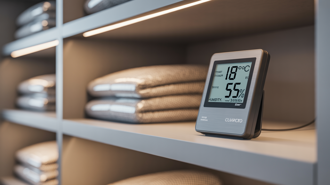 Controlul temperaturii și umidității în depozitul de haine.