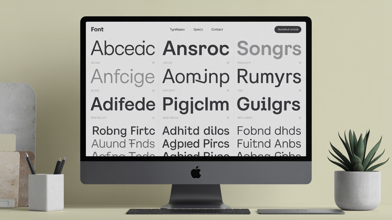 Sans-serif font examples in a modern digital interface, clean and minimalist