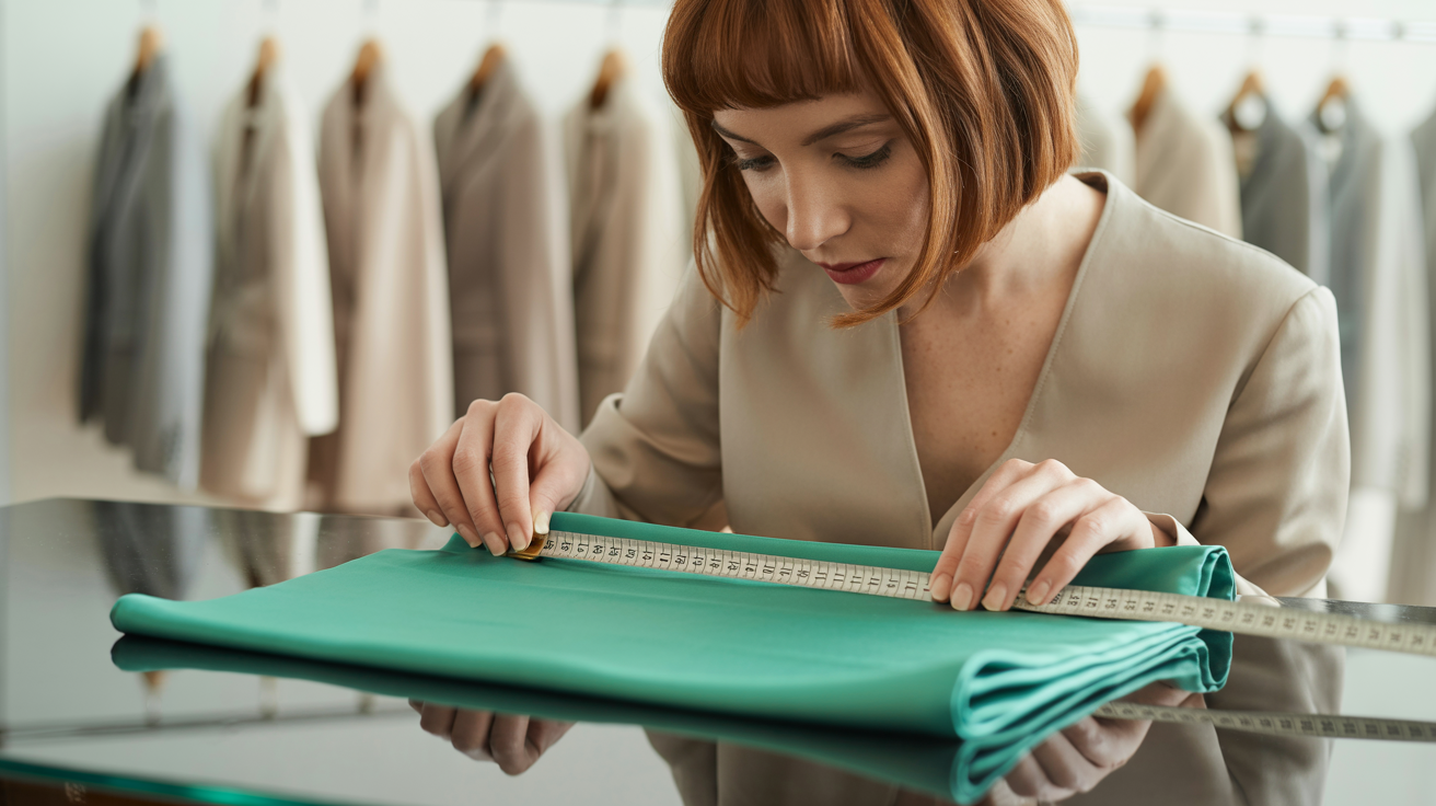 Client measuring clothes size with a tape measure in a store