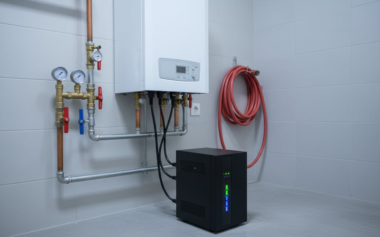 UPS pentru centrala termică instalat în apropierea sistemului de încălzire