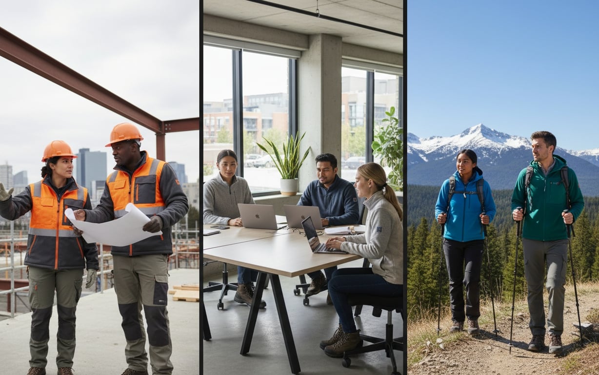 Lucrători profesioniști îmbrăcați fleece diferite domenii activitate construcții