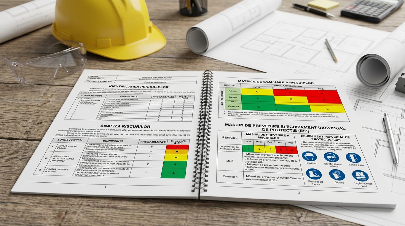 Document plan SSM pentru santier cu matrice de evaluare riscuri si masuri de protectie