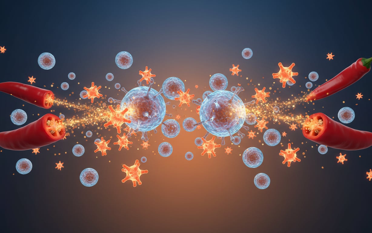 Globule albe și celule imunitare activate de vitamina C din ardei