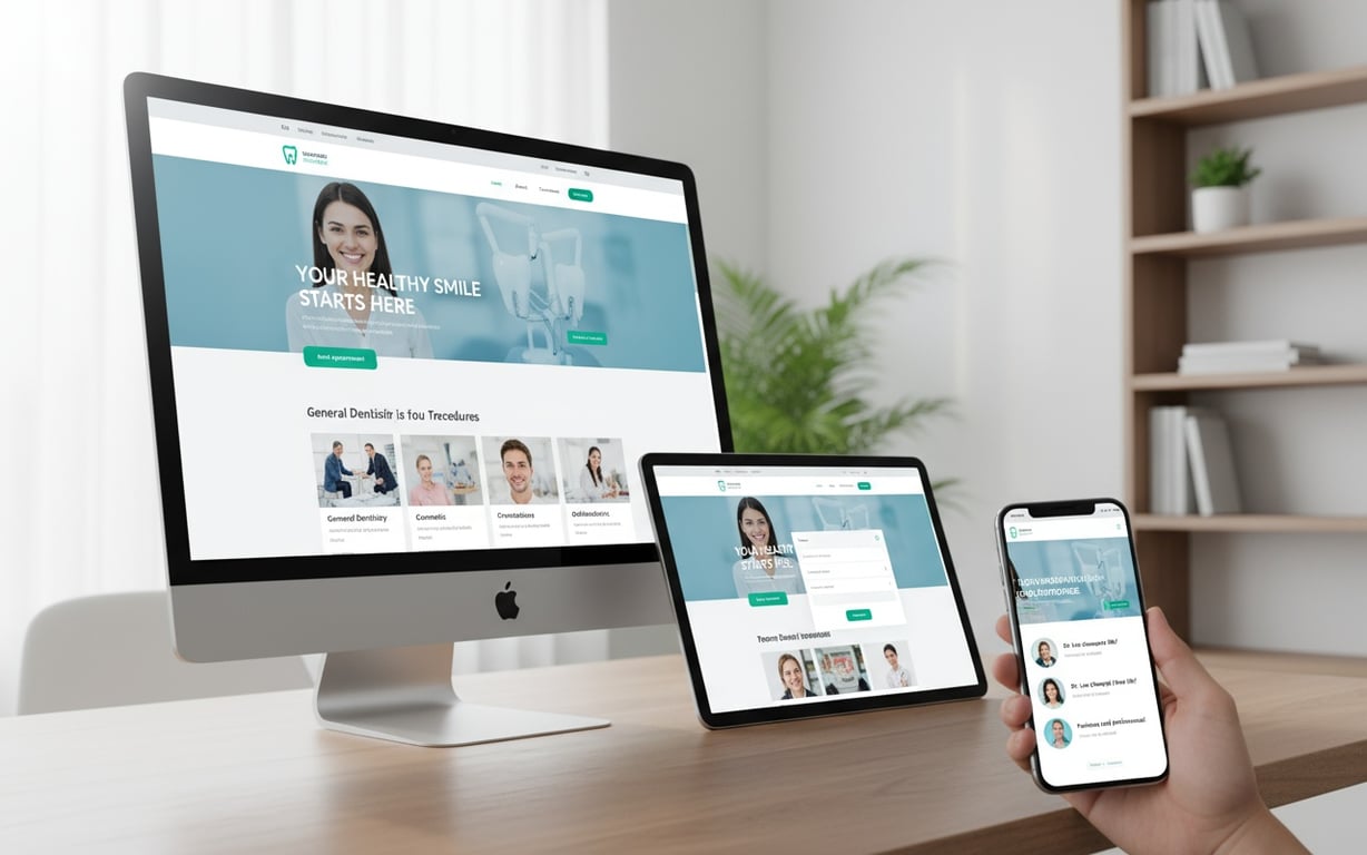 Professional dental website design displayed on multiple devices showing optimization