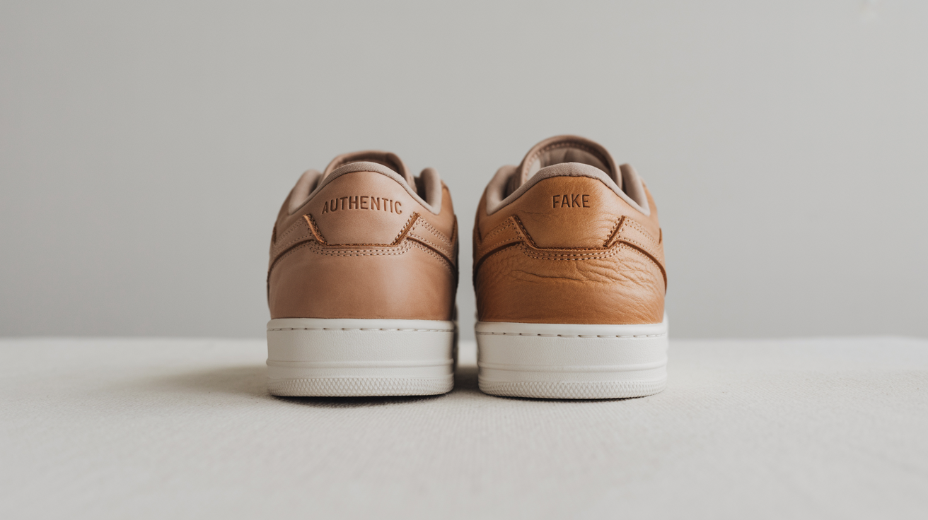 Comparing authentic and fake sneakers: stitching, materials, and logo