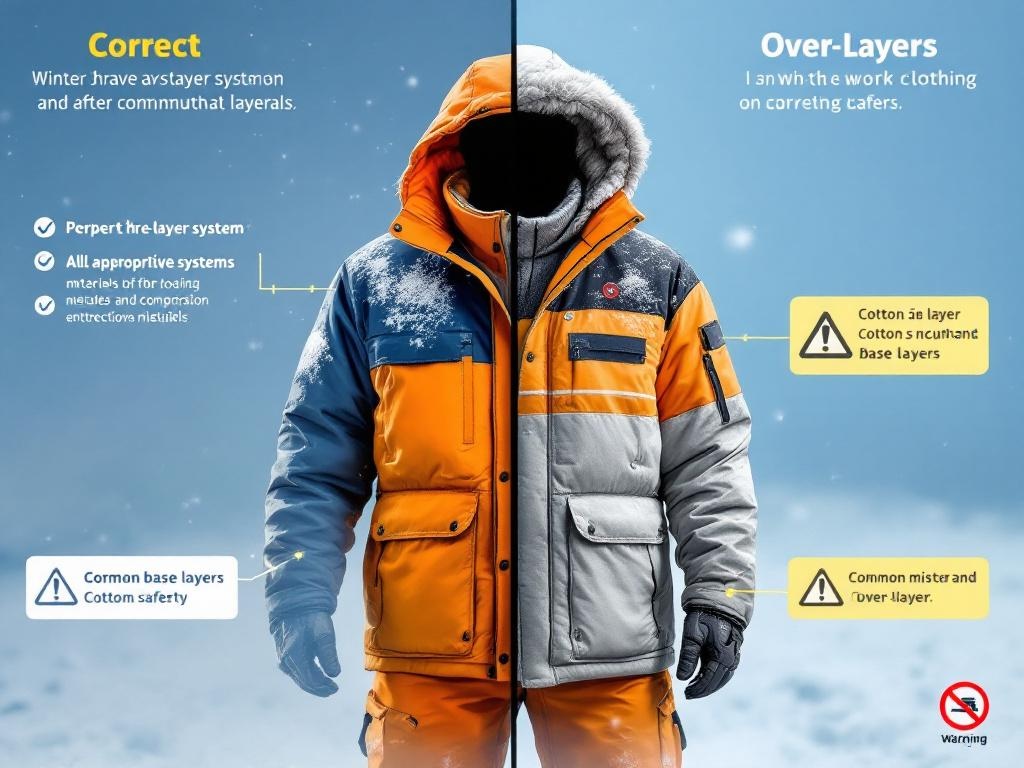 Comparație vizuală între stratificarea corectă și greșelile comune în îmbrăcămintea de iarnă