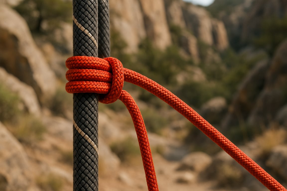 Nod prusik autoblocant pe coarda principala