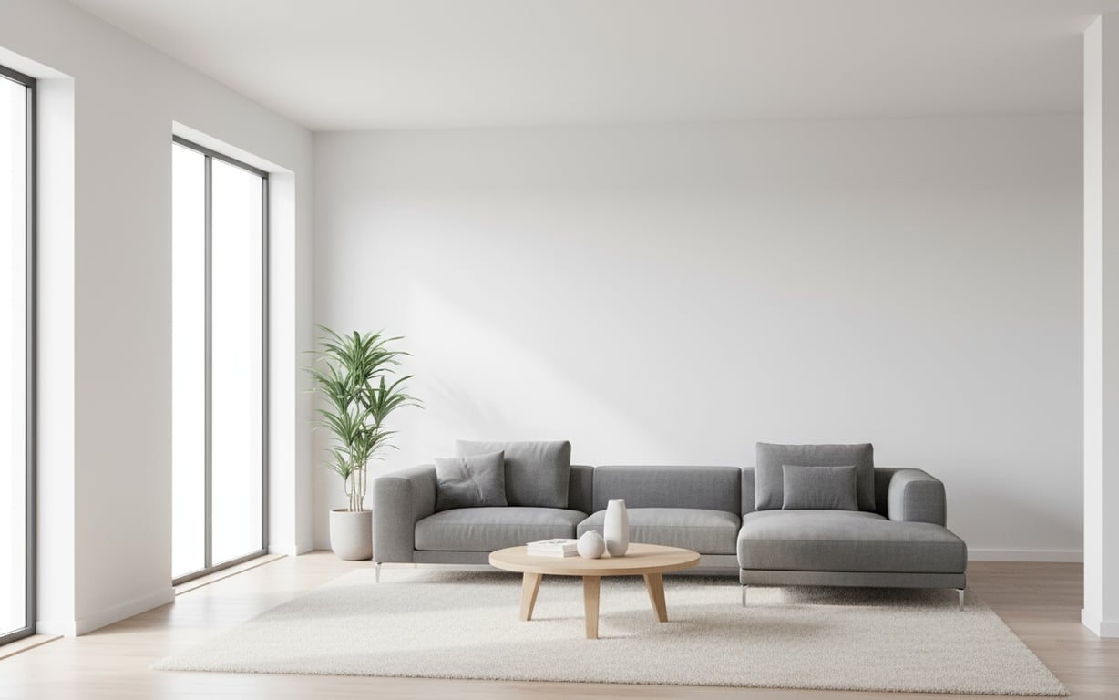 Pereti interiori vopsiti cu vopsea lavabila alba in living modern