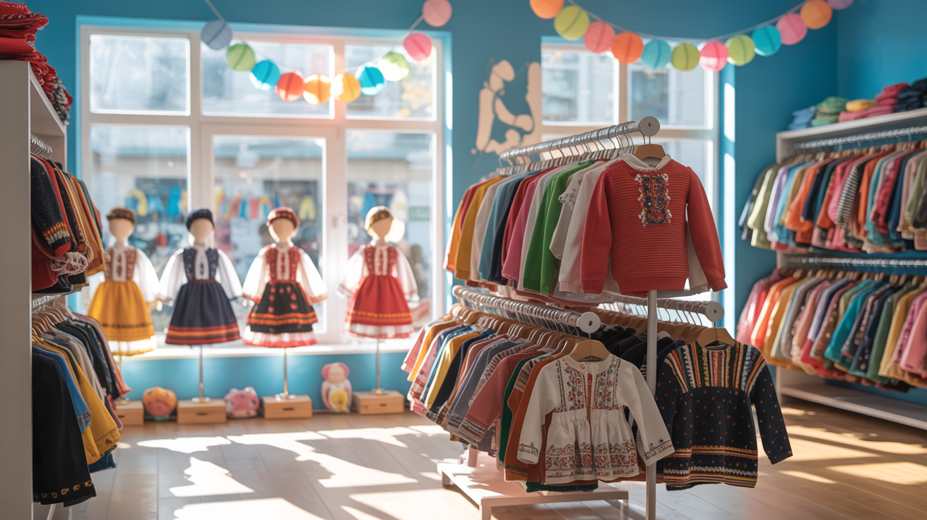Romanian children's clothing store with colorful and playful designs