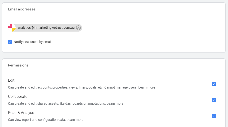 How to Add Your Agency to Google Analytics - Add Permissions