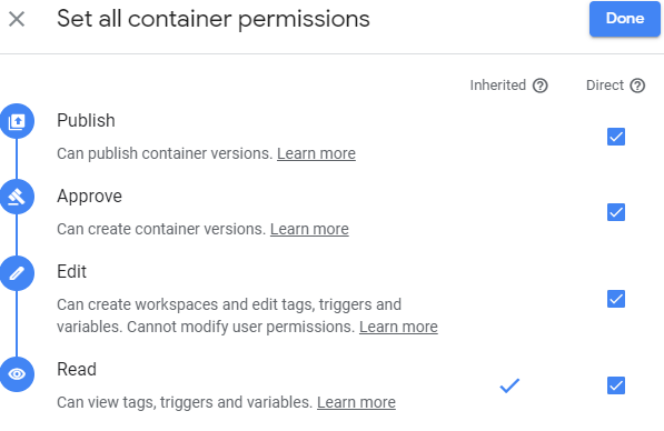 Set all container permissions